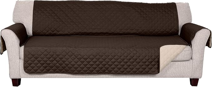Furhaven Water-Resistant & Reversible Large Sofa/Couch Cover Protector for Dogs, Cats, & Children - Two-Tone Pinsonic Quilted Living Room Furniture Cover - Espresso/Clay, Large Sofa - Image 4
