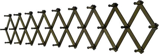 SKOLOO Accordion Wall Hanger with 28 Hooks, Modern Expandable Coat Rack Hat Rack for Wall, Solid Wooden, Dark Walnut Color by SKOLOO