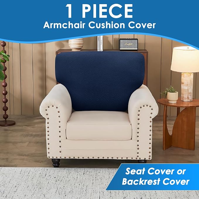 XINEAGE Large Couch Cushion Covers Seat Cushion Cover Thick Stretch Sofa Slipcovers 1 Piece Individual Couch Covers with Elastic Bottom(Single XL Seat Cushion/Backrest,Navy Blue) - Image 4