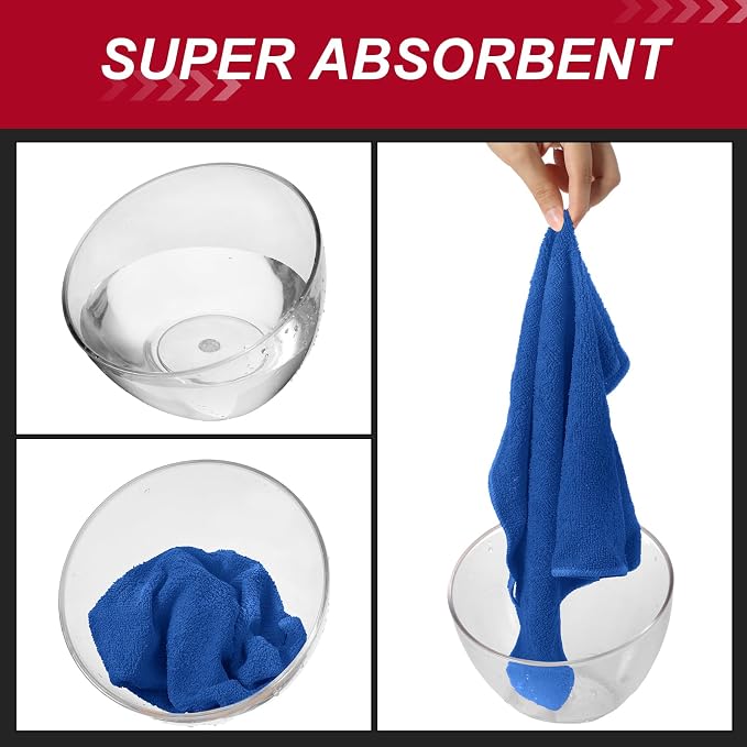Oudain 200 Pcs Microfiber Cleaning Cloth 16x16 Inch Microfiber Towels for Car Ultra Absorbent Cleaning Rags Reusable Lint Free Streak Free Detailing Towel for Car Washing Drying Dusting (Dark Blue) - Image 3
