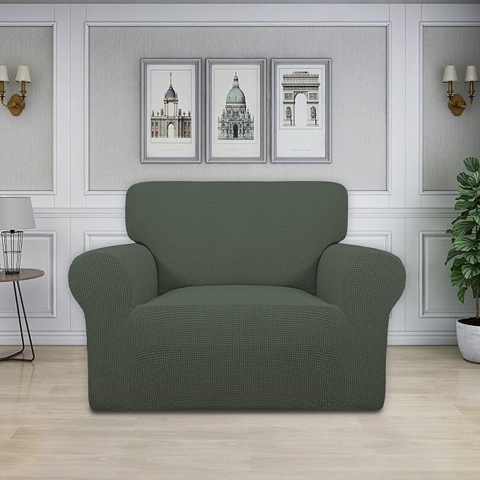 Easy-Going Stretch Oversized Chair Slipcover with Arm Washable Olive Green | 1-Piece Large chair covers armchair Furniture Protector for Living Room chair and a half cover Soft For Kids, Pet. - Image 2