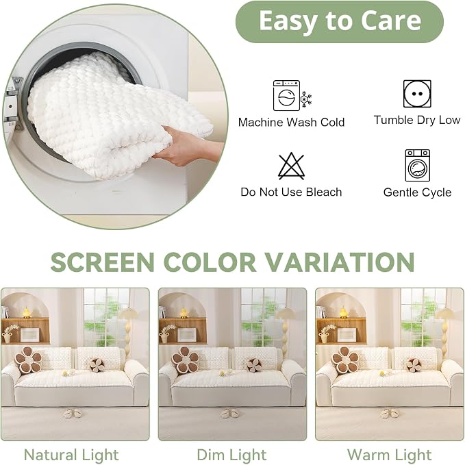 OstepDecor Couch Cover for Dogs, Washable Non Slip Sofa Cover for Pets, Soft Couch Covers for Sofa, Loveseat and Sectional, Furniture Protector Against Pet Hair & Scratches (27.6" x 47.2", White) - Image 9