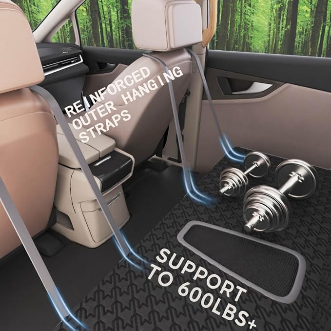 Upgraded Durable Hard Bottom Dog Car Seat Cover with EPE Sponge Cushion,Foldable Dog Rear Seat Protector,Waterproof Dog Hammock for Car, Seamless Dogs Back Seat Extender for Car SUV Truck(L) - Image 4