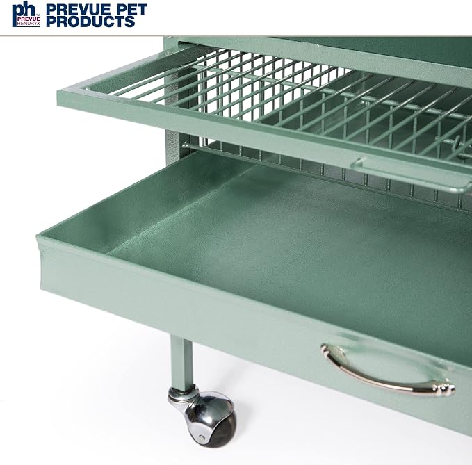 Prevue Pet Products Wrought Iron Select Bird Cage - Large Steel Cage with Rolling Stand, Seed Guards, and Playtop, Durable Design, Ideal for Conures and Medium Birds - Sage Green - Image 6