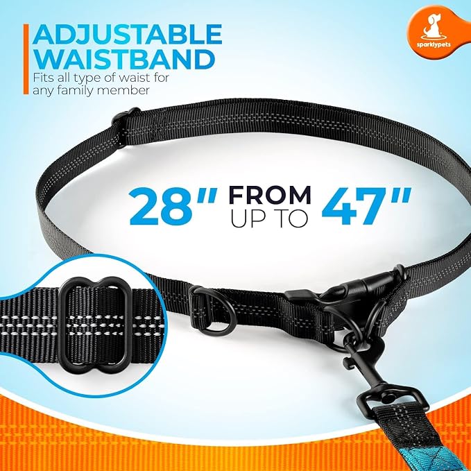 SparklyPets - Hands Free Dog Leash with Reflective Stitches - Waist Leash for Male Dog Walking, Hiking, Training, Jogging, Canicross, Running - Medium & Large Dogs, Gradient Blue - Image 5
