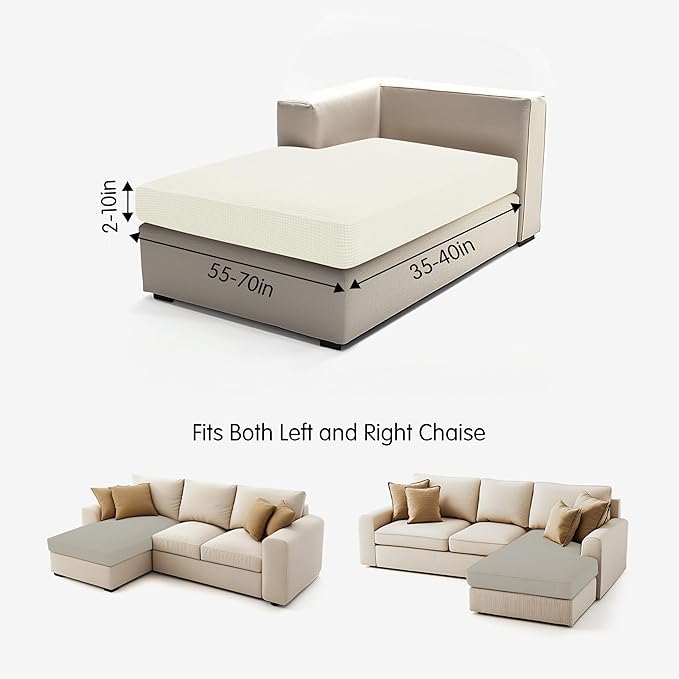 Hokway Stretch Chaise Cover Individual Couch Cushion Slipcovers Reversible Cushion Protector Slipcovers Sofa Cushion Protector Covers (Chaise Cover, Creamwhite) - Image 3