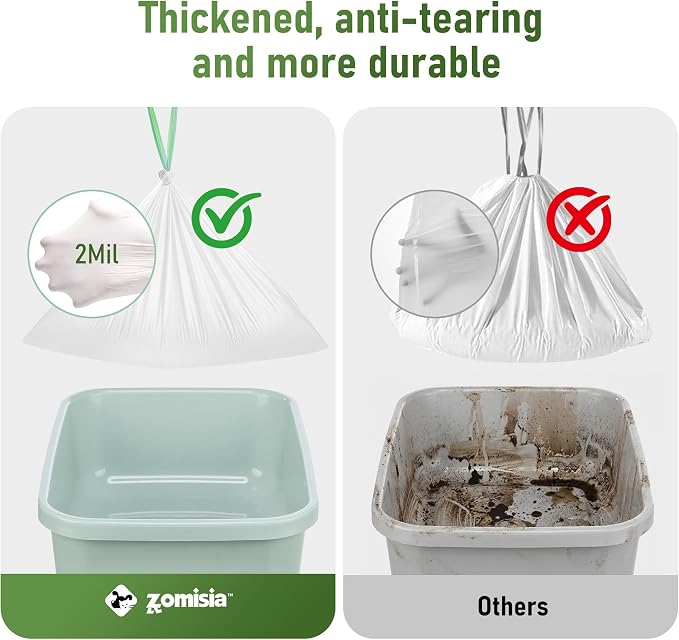 ZOMISIA Top Entry Cat Litter Box Liners - 20 Count 38" x 24" Litter Bags | Cat Litter Pan Liners with Drawstring, Extra Thick, Tear Resistant Heavy Duty, Easy Clean up for Litter Tray, Unscented - Image 3