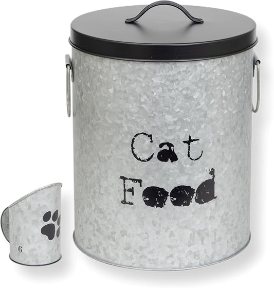 Medium Cat Up To 30lb Pet Food Storage Canister with Scoop – Durable & Airtight for Freshnesss, Minimalist Design & Recyclable, Huge Large Metal Container (Cat Bin - Medium Size) by ThePetSteel