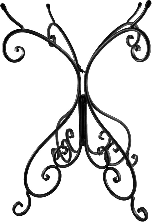 Metal Bird Bath Stand Only - 25" Tall Black Birdbath Bowl Holder, Foldable Steel Holders for Birdbaths for Outdoors by FiberClayBirdbaths