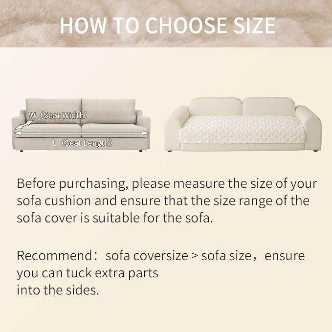 Waterproof Dog Bed Cover Non Slip Couch Cover for Dogs Washable Soft Faux Fur Sofa Cover Couch Covers for 3 Cushion Couch Sofa Pet Friendly (Off White, 34x62（1pc）) - Image 7