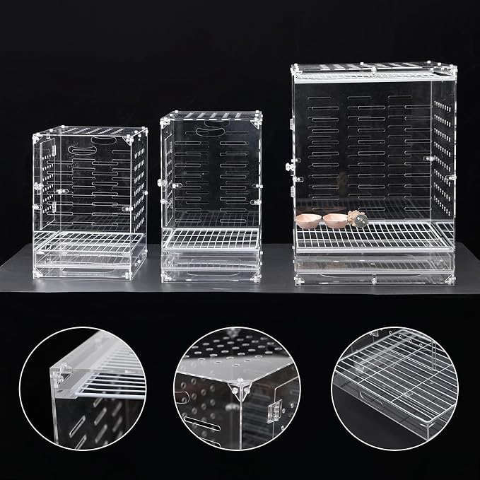 Clear Acrylic Bird Cage for Small Birds, Transparent Display Habitat for Canary, Parakeet - Easy to Clean & Assemble (14x15x20in) - Image 6