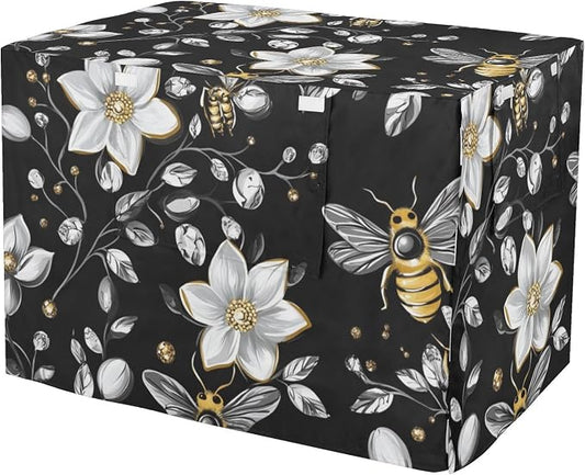 Dog Crate Cover Kennel Cover for Dog Cages Breathable for Wire Cage Indoor Outdoor Diamonds Bees Flower by QwThum