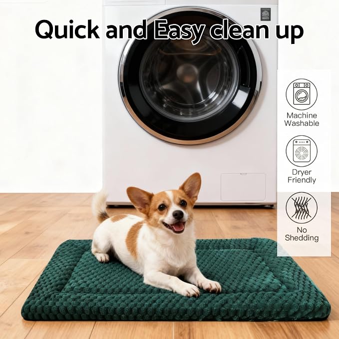 Dog Bed Mat - Dog Crate Pad - Reversible Mat for Pet Comfort - Soft Bed Crate Pads for All Seasons - Durable, Machine Washable Mat for Crates, Travel, and Home (Dark Green, 30" L*20" W*1.5" Th) - Image 5