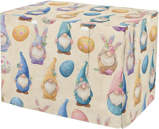 Dog Crate Cover Kennel Cover for Dog Cages Breathable for Wire Cage Indoor Outdoor Easter Gnomes Eggs Beige by QwThum