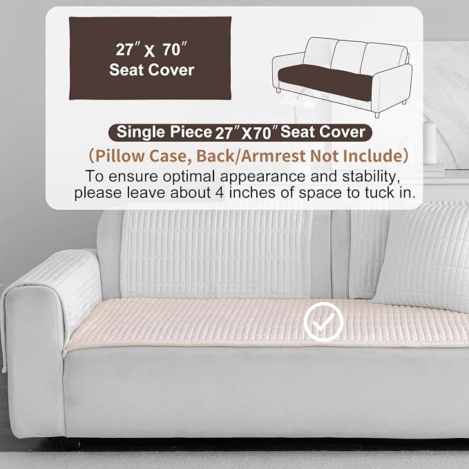 Velvet Washable Dog Couch Cover, Non-Slip Waterproof Pet Sofa Protector for 2-3-Cushion Sectional, L-Shaped Sofa & Loveseat, Machine Washable(1PC/27.6"x70.9",White) - Image 2