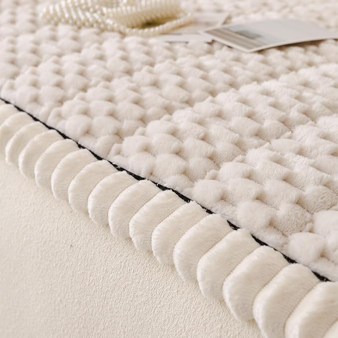 Couch Cover for Dog, Anti Slip Sofa Cover for Sectional, Cream, 27.6 x 59.1 | Soft Thick Couch Covers for 2 Cushion Couch Sofa Pet Friendly, Scratch Resistant Sofa Cover Washable Dog Furniture Protector - Image 4