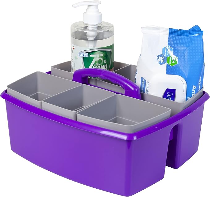 Storex Large Classroom Caddy with Cups, 13 x 11 x 6.575 Inches, Purple, Case of 2 (00986U02C) - Image 7