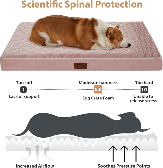 WNPETHOME Orthopedic Waterproof XL Dog Bed for Crate Cozy Sleep | Extra Large Washable Dogs Bed with Removable Cover, Multi-Needle Quilting Dogs XL Crate Bed for Relax , Pink 41x27 Inch - Image 3