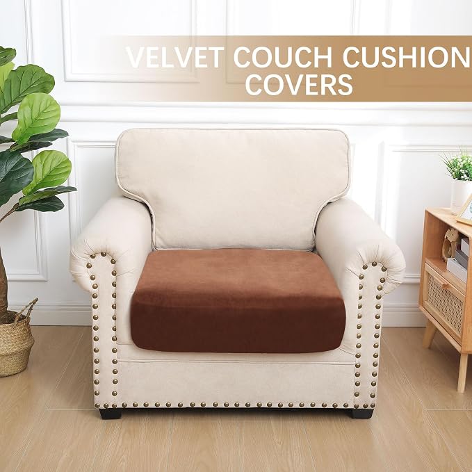 hyha Velvet Couch Cushion Covers, Sofa Covers for Cushion Couch Washable | Soft Plush Sofa Slipcover, Elastic Bottom, Non-Slip Wear Resistant Furniture Protector, Ideal For Pets & Kids, Small - Image 5