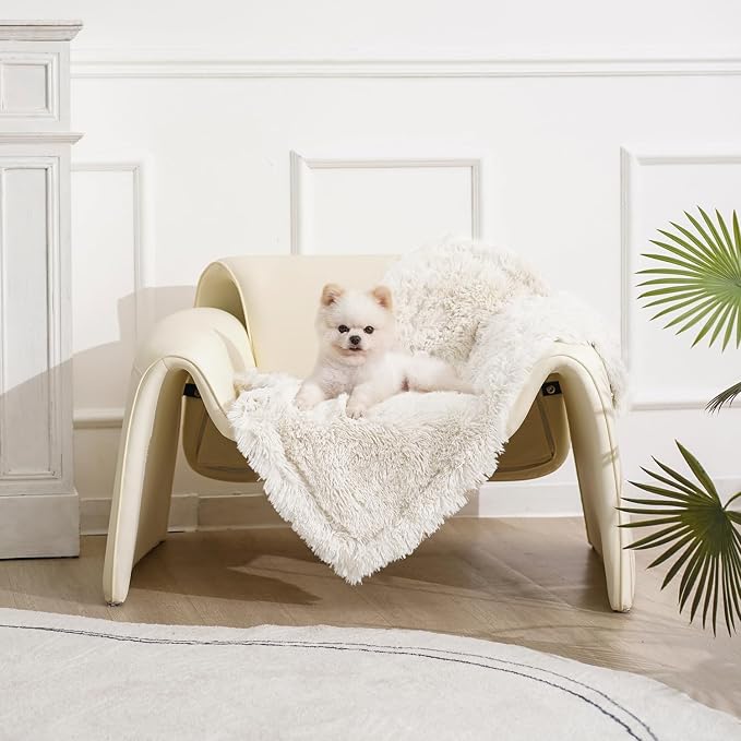 gogobunny Waterproof Dog Blanket for Couch & Furniture Protection - Super Soft Reversible Throw for Large Dogs & Cats, Calming Washable Fur & Sherpa Pet Blanket (25x35 Inch, Cream) - Image 5