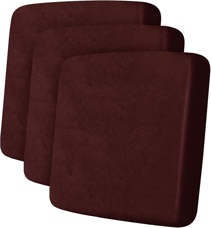 ANARACHON Leather Look Couch Cushion Covers Sofa Seat Slipcovers Sets Couches Furniture Protector for Sectional Armchair Loveseat Pets Kids Stretch Spandex Fabric (3 Cushion Sofa, Burgundy) by ANARACHON