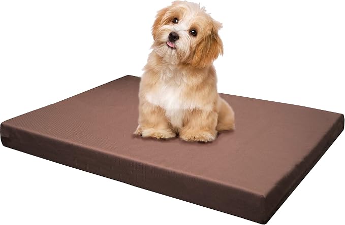 Dogbed4less Memory Foam Platform Dog Bed, Crate Mattress with Waterproof Removable Cover Small Medium 29X18X3 Brown by Dogbed4less