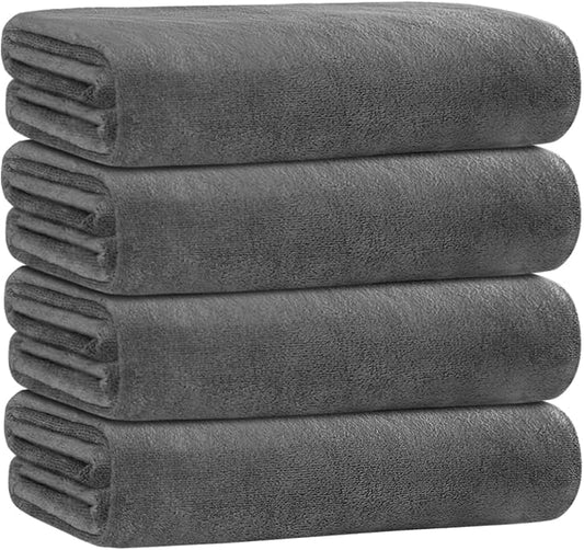 JML Bath Towels for Adult Body, 30" x 60", 4 Pack, Grey | Lightweight & Soft, Absorbent, Quick Drying, Lint Free, Fade Resistant, Perfect for Bathroom Spa Gym Yoga Salon Sauna by JML