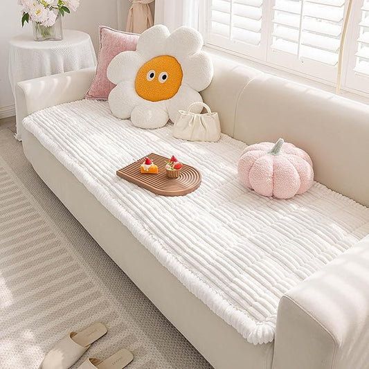 Couch Cover for Dogs Washable, Non-Slip Pet Couch Covers for Sofa, Fuzzy Dog Couch Cover Blanket for Furniture Protector (Z-White, 27.6" x 82.7"/70 x 210cm) by Disayu