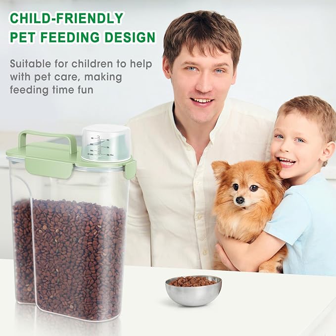 TBMax Cat Dog Food Storage Container 5 to 7 lbs, Secondary Pet Food Storage Beyond a Large Dog Food Bin for Daily Use, Easy-Pouring Bird Seed Dispenser, Travel Kibble Container for Outdoor-Light Green - Image 4