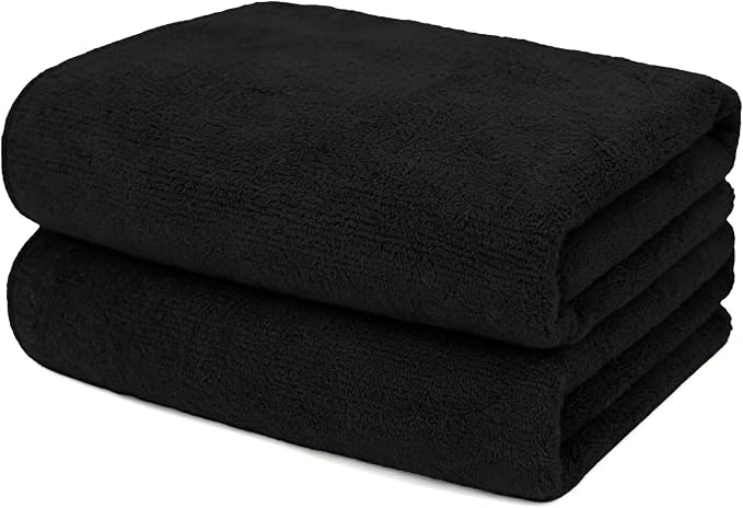 UNIMADE 2 Pack Salon Towels - Highly Absorbent and Quick Drying Hand Towels | Premium Wash Cloths for Bathroom, Gym, Shower, Hotel, and Spa - 16x27 inch (Black) by Unimade