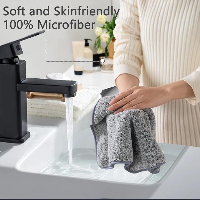 Ycosy Grey Hand Towels Set 16x31 Inches,Soft Microfibers Bathroom Towel Set 2 Pack,Highly Absorbent Quick Dry Luxury Towel Hotel Spa Gym Hand Towel Collection for Bathroom - Image 2