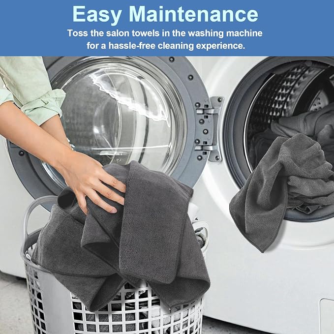 UNIMADE 48 Pack Gym Towels Set - Highly Absorbent and Quick Drying Microfiber Salon Towels, Premium Hand Cloths for Bathroom, Gym, Shower, Hotel, and Spa - 16x27 inch (Grey) | Highly Absorbent and Quick Drying Premium Hand Cloths for Bathroom, Gym, Sho... - Image 5