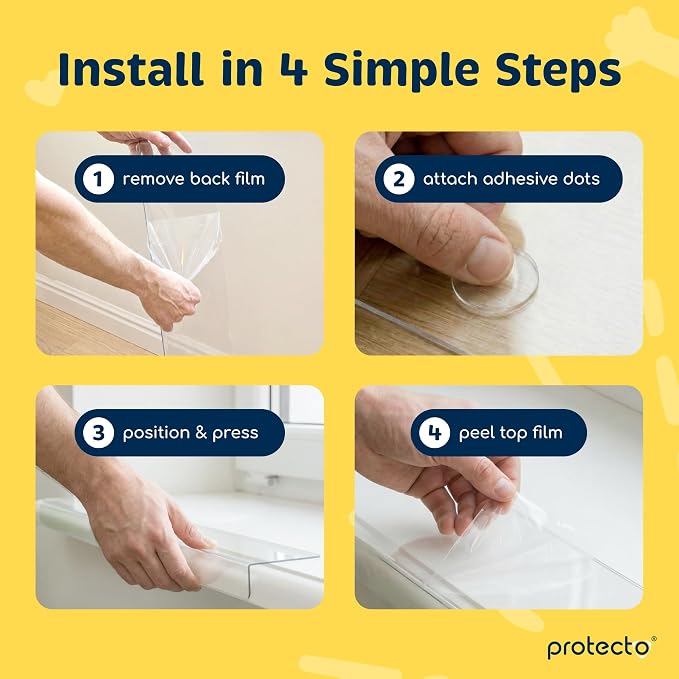 PROTECTO 2-Pack Window Sill Protector from Dogs & Cats, 35.5 x 3.25 in | Clear Window Guards from Cats Scratching, Chewing & Clawing - Keep Your Sills Smooth & Paws Safe - Strong Window Sill Cover - Image 7