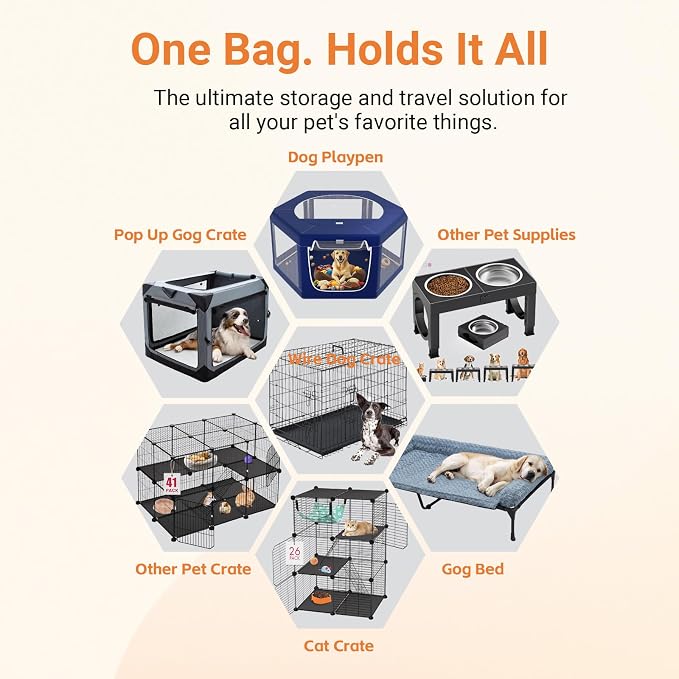 Large Dog Crate Bag for Storage & Travel, Carrying Case Holds Most 54 inch Crates, Also Fits Pet Playpens, Dog Beds & Cat Houses, Durable Waterproof Material - Image 4