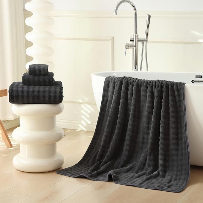 Bath Sheets 40x80 Inches Microfiber Extra Large BathTowels Super Soft Absorbent Quickly Dry Shower Towels for Bathroom (Charcoal Grey, PK 2) - Image 2