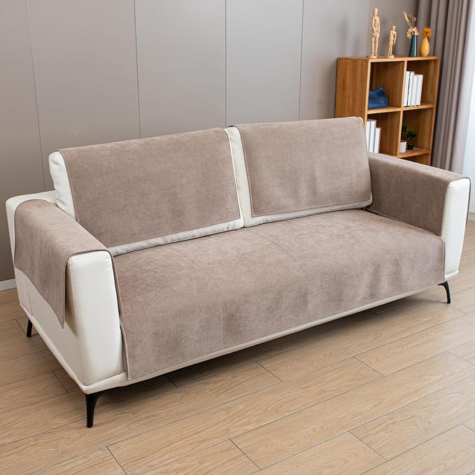 Couch Cover Sectional Couch Covers Non Slip Sofa Covers Washable for 3 Cushion Couch L Shaped Couch Protector Sofa Slipcovers for Kids Dogs Pets,Chenille,Camel,36''x82''(Only 1 Piece) - Image 7