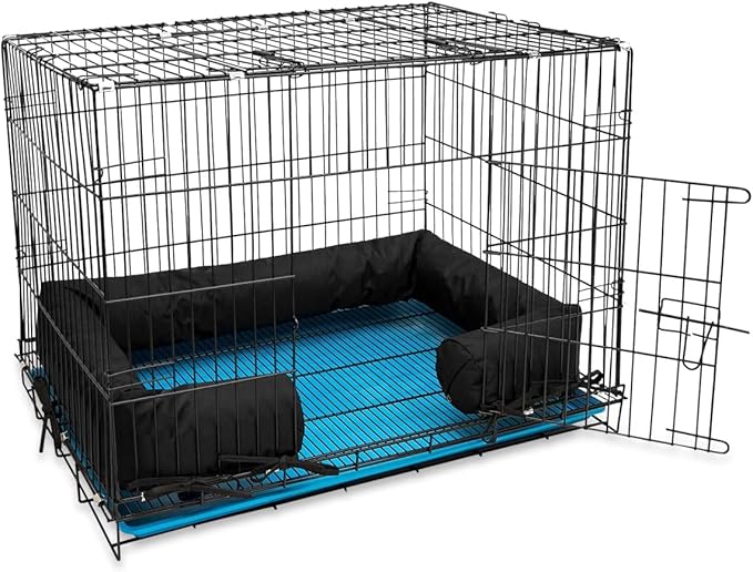 Happy Howls Dog Crate Bumper - Dog Cage- Waterproof 1100D Fabric - with Reinforced Ties & Durable Zippers - Fits Front or Side Door Puppy Kennels - Removable Cover (Black, 42.0" L x 28.0" W) by Unknown