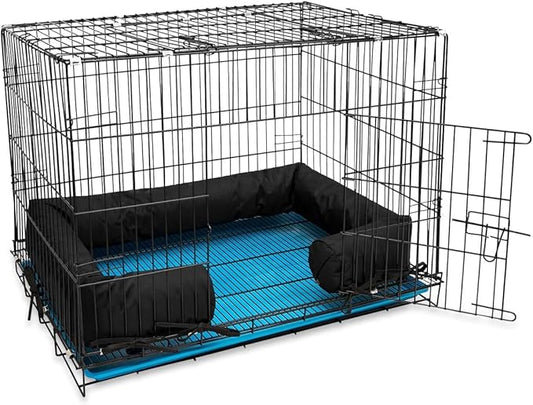 Happy Howls Dog Crate Bumper - Dog Cage- Waterproof 1100D Fabric - with Reinforced Ties & Durable Zippers - Fits Front or Side Door Puppy Kennels - Removable Cover (Black, 42.0" L x 28.0" W) by Unknown