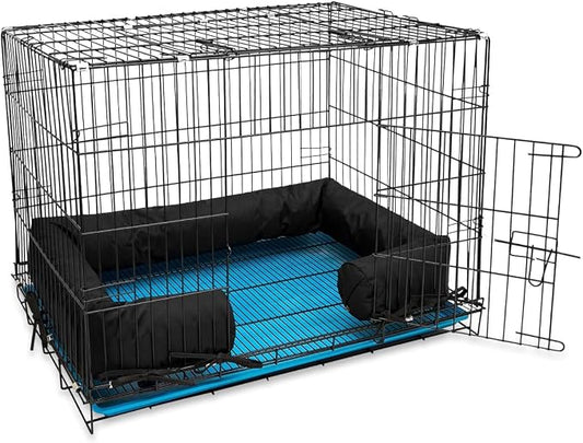 Happy Howls Dog Crate Bumper - Dog Cage- Waterproof 1100D Fabric - with Reinforced Ties & Durable Zippers - Fits Front or Side Door Puppy Kennels - Removable Cover (Black, 24.0" L x 18.0" W) by Unknown