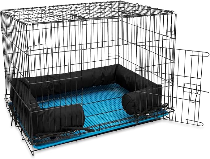 Happy Howls Dog Crate Bumper - Dog Cage- Waterproof 1100D Fabric - with Reinforced Ties & Durable Zippers - Fits Front or Side Door Puppy Kennels - Removable Cover (Black, 24.0" L x 18.0" W) by Unknown