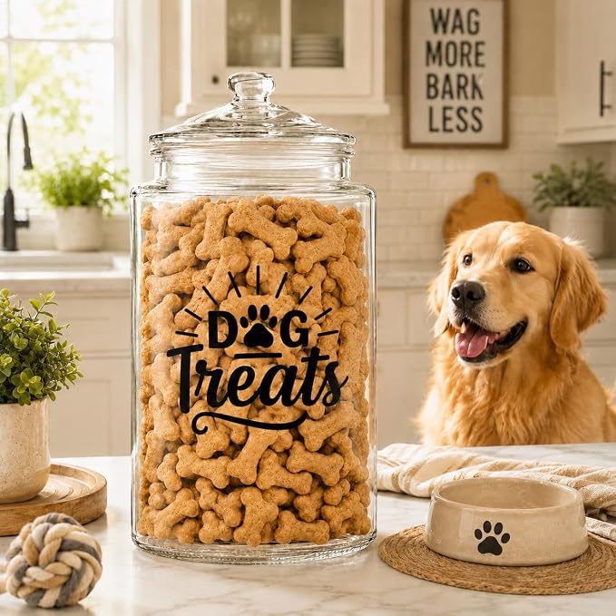 kitchentoolz 2-Gallon Dog Treat Container Airtight – Large Glass Jar for Countertop, Stylish Dog Treats Container & Dog Cookie Jar, Perfect Dachshund Accessories & Dog Treat Storage - Image 7