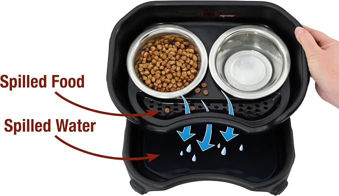 Neater Feeder Express Mess Proof Cat Bowls Elevated, No Spill Feeding Station, Stainless Steel Dishes for Food and Water, Raised Bowls for Indoor Cats, No Fatigue Whisker Friendly Dish, Black - Image 3