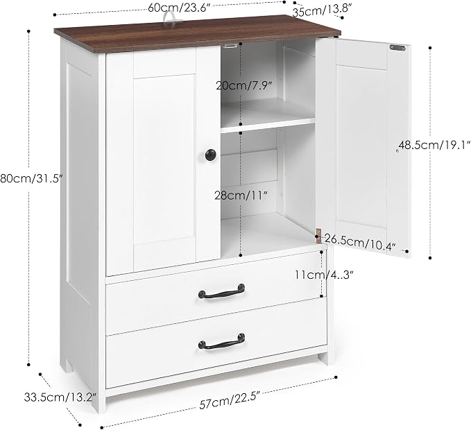Dog Feeding Station Storage Cabinet: Pet Feeder Container Cabinet with 2 Hidden Raised Dog Bowls Drawers for Feeding & Watering Supplies - Image 2