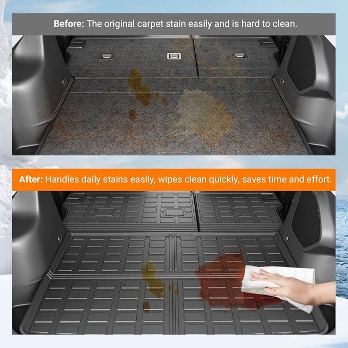 powoq Cargo Mat Compatible with 2019-2023 Jeep Cherokee Trunk Mat Cargo Liner Back Seat Protector TPE Replacement for 2019 2020 2021 2022 2023 Jeep Cherokee Accessories (Trunk Mat+Backrest Mats) - Image 3