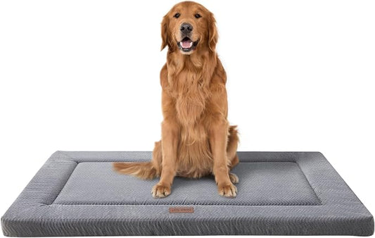 Dog Bed for Crate, Large Sized Dog Crate Beds, Washable Dogs Bed Mat | 42" XL Pet Beds Mat W/ Soft Wavy Plush Comfortable Anti-Slip Sleeping Mattress for Dogs & Cats,Grey by WESTERNHOME