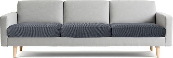 CHUN YI 3 Piece Couch Cushion Covers for XL-Sofa Seat Slipcovers Suitable with Spandex Jacquard Washable Fabric (3 Piece XL-Sofa Cushion Covers, Grey) by CHUNYI