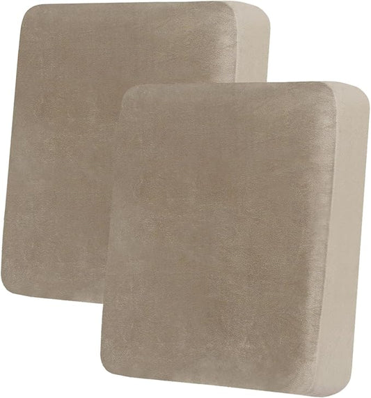 hyha Velvet Couch Cushion Covers, Sofa Covers for 2 Cushion Couch Washable | Soft Plush Sofa Slipcover, Elastic Bottom, Non-Slip Wear Resistant Furniture Protector, Ideal For Pets & Kids, 2 Pcs by hyha