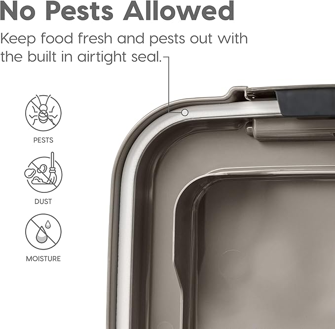 IRIS USA 30 lbs & 11 lbs Combo Airtight Dog Food Storage Container, Stackable Treat Box, 2-Cup Scoop, Wheels, Keep Fresh, Easy Mobility, Silver - Image 5
