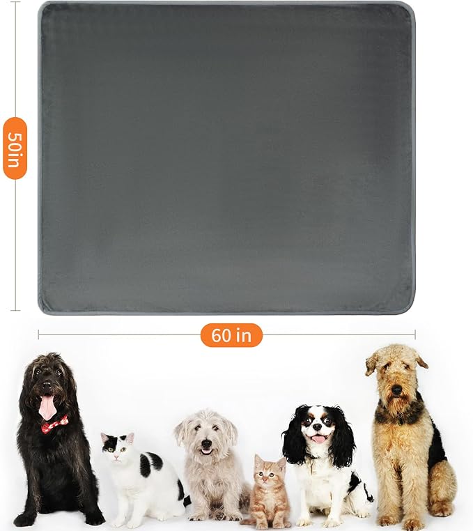Waterproof Blanket for Couch Sofa Bed | Reversible Soft Flannel Throw Blanket for Medium Large Dogs Pet Leakproof, Protector for Crate, Travel, 50"x60", Dark Grey - Image 2