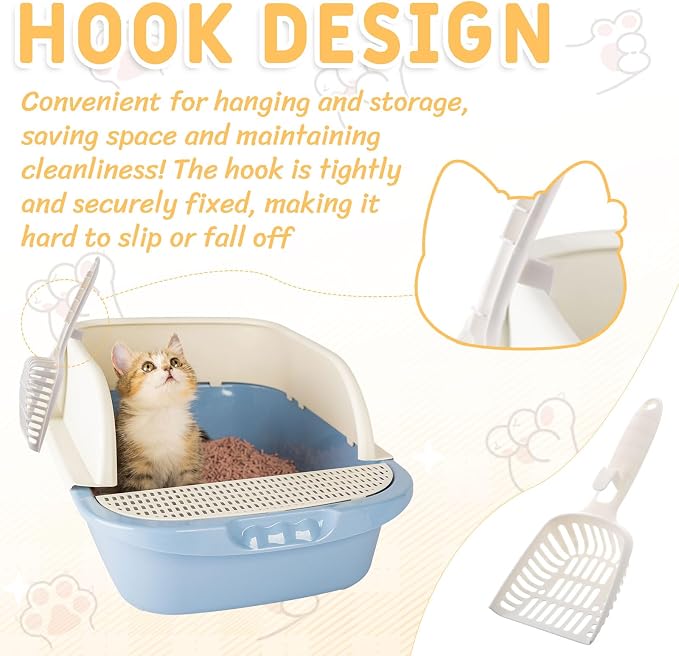 24 Pieces Litter Scoop Bulk for Cats Plastic Pet Kitty Litter Scooper Durable Deep Shovel for Pet Stores Veterinary Clinic, Long Handle White - Image 3